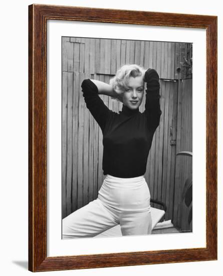 Actress Marilyn Monroe Playfully Elegant, at Home-Alfred Eisenstaedt-Framed Premium Photographic Print