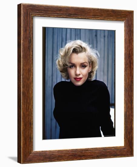 Actress Marilyn Monroe Posing at Home in Her Backyard-Alfred Eisenstaedt-Framed Premium Photographic Print