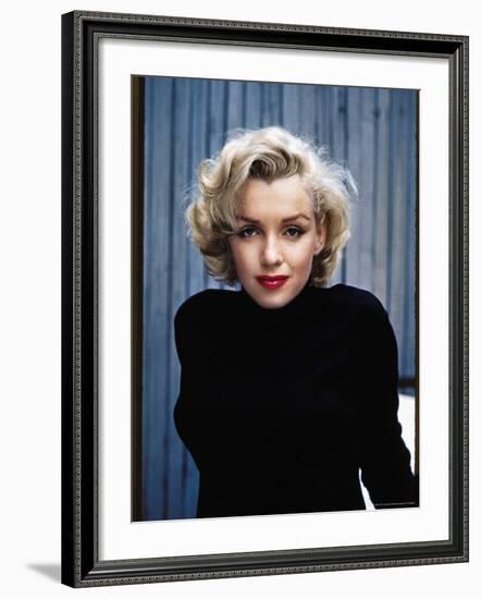 Actress Marilyn Monroe Posing at Home in Her Backyard-Alfred Eisenstaedt-Framed Premium Photographic Print