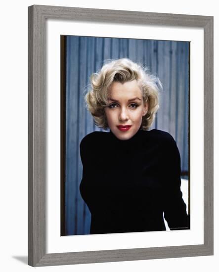 Actress Marilyn Monroe Posing at Home in Her Backyard-Alfred Eisenstaedt-Framed Premium Photographic Print