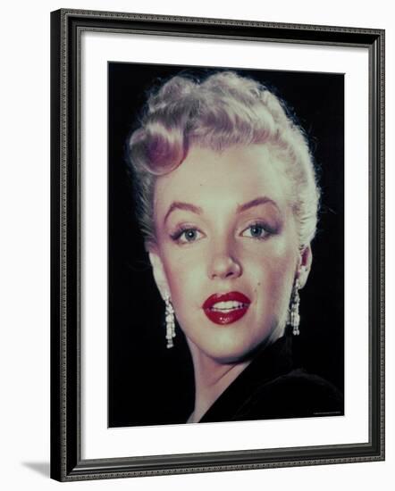 Actress Marilyn Monroe Wearing Dangling Rhinestone Earrings, with Her Hair Up-Ed Clark-Framed Premium Photographic Print