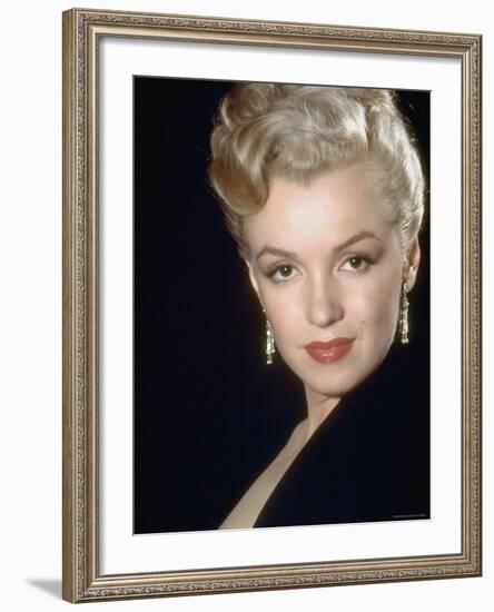 Actress Marilyn Monroe Wearing Dangling Rhinestone Earrings, with Her Hair Up-Ed Clark-Framed Premium Photographic Print