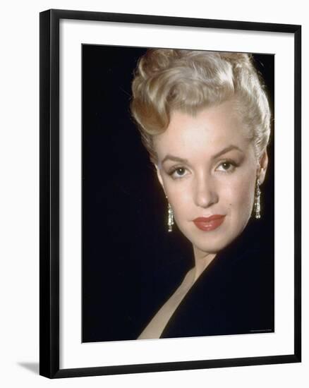 Actress Marilyn Monroe Wearing Dangling Rhinestone Earrings, with Her Hair Up-Ed Clark-Framed Premium Photographic Print