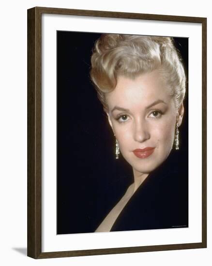 Actress Marilyn Monroe Wearing Dangling Rhinestone Earrings, with Her Hair Up-Ed Clark-Framed Premium Photographic Print