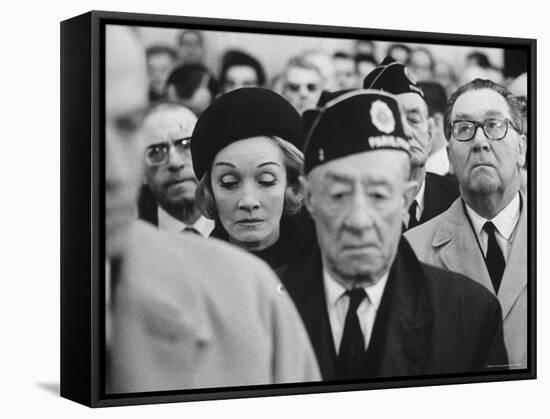 Actress Marlene Dietrich, at Memorial Service for John F. Kennedy, Headquarters of American Legion-Ralph Crane-Framed Premier Image Canvas