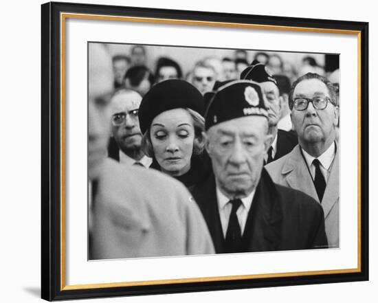 Actress Marlene Dietrich, at Memorial Service for John F. Kennedy, Headquarters of American Legion-Ralph Crane-Framed Premium Photographic Print