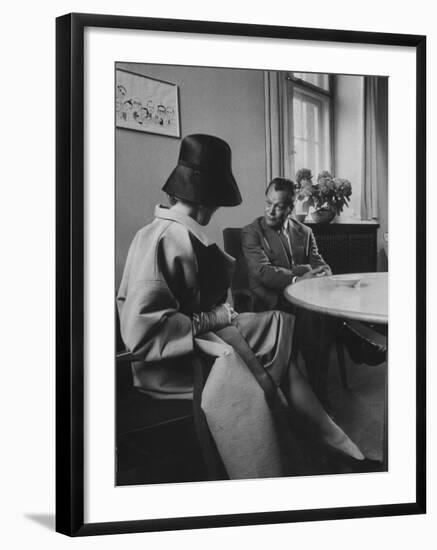 Actress Marlene Dietrich Visiting with Mayor Willy Brandt During Her Return to Berlin-null-Framed Premium Photographic Print
