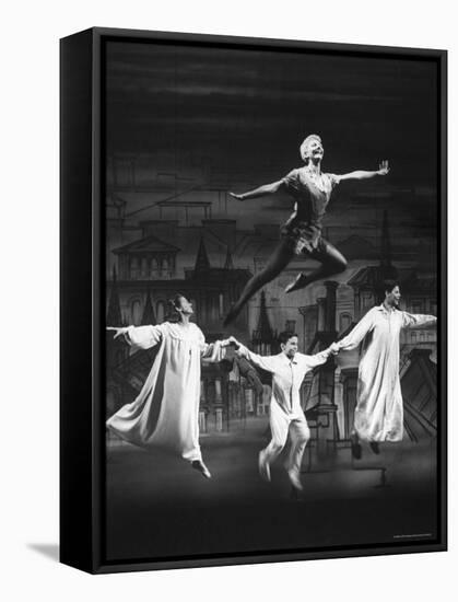 Actress Mary Martin Gives kids a Flying Lesson in the Broadway Production of Musical "Peter Pan"-Allan Grant-Framed Premier Image Canvas