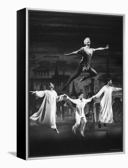Actress Mary Martin Gives kids a Flying Lesson in the Broadway Production of Musical "Peter Pan"-Allan Grant-Framed Premier Image Canvas
