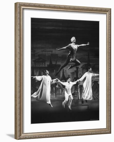 Actress Mary Martin Gives kids a Flying Lesson in the Broadway Production of Musical "Peter Pan"-Allan Grant-Framed Premium Photographic Print