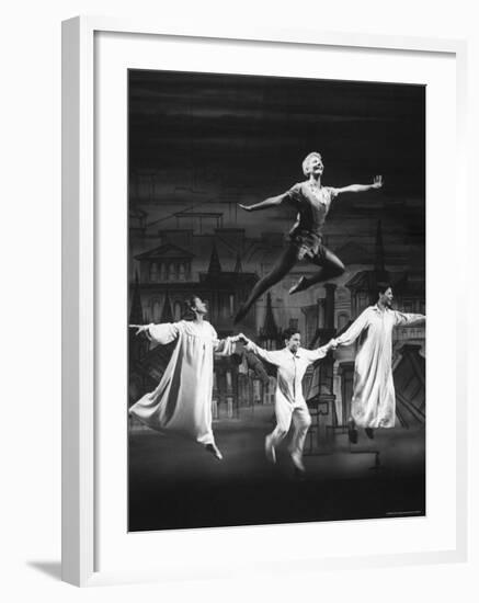 Actress Mary Martin Gives kids a Flying Lesson in the Broadway Production of Musical "Peter Pan"-Allan Grant-Framed Premium Photographic Print