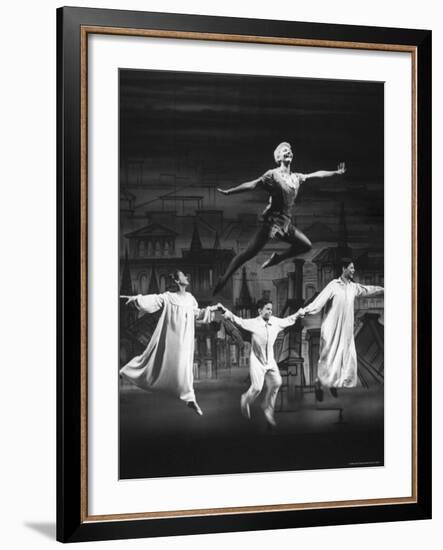 Actress Mary Martin Gives kids a Flying Lesson in the Broadway Production of Musical "Peter Pan"-Allan Grant-Framed Premium Photographic Print