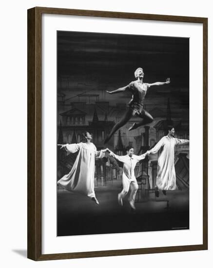 Actress Mary Martin Gives kids a Flying Lesson in the Broadway Production of Musical "Peter Pan"-Allan Grant-Framed Premium Photographic Print