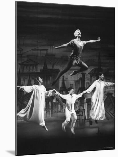 Actress Mary Martin Gives kids a Flying Lesson in the Broadway Production of Musical "Peter Pan"-Allan Grant-Mounted Premium Photographic Print