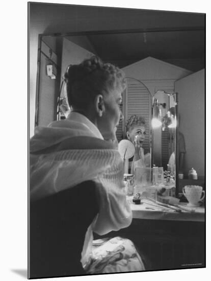 Actress Mary Martin Putting on Her Makeup-Yale Joel-Mounted Premium Photographic Print