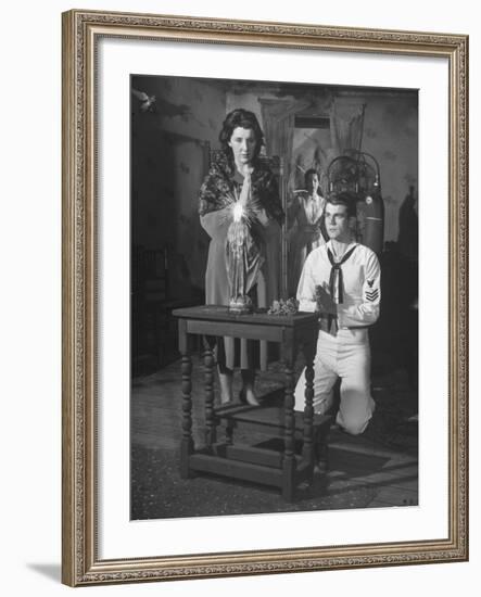 Actress Maureen Stapleton and Actor Don Murray, Performing in a Scene from "The Rose Tattoo"-null-Framed Premium Photographic Print