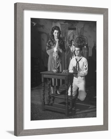 Actress Maureen Stapleton and Actor Don Murray, Performing in a Scene from "The Rose Tattoo"-null-Framed Premium Photographic Print