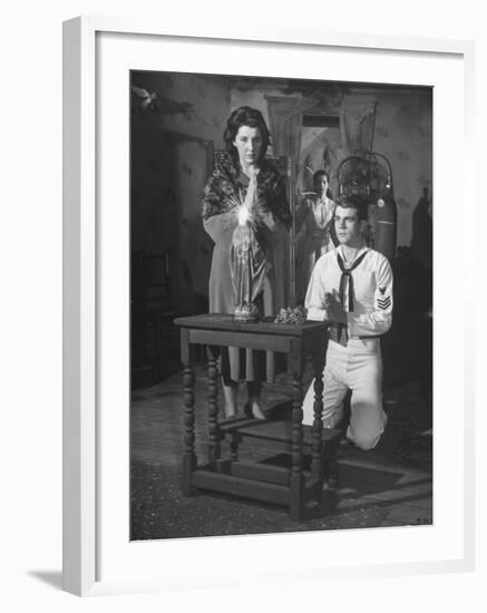 Actress Maureen Stapleton and Actor Don Murray, Performing in a Scene from "The Rose Tattoo"-null-Framed Premium Photographic Print