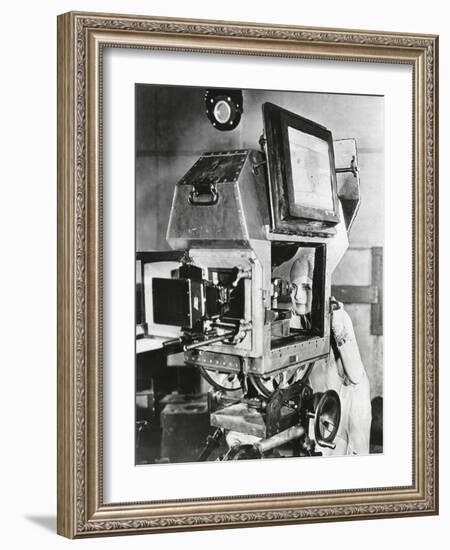 Actress Norma Shearer Inspects a Sound Proof Camera-null-Framed Premium Photographic Print