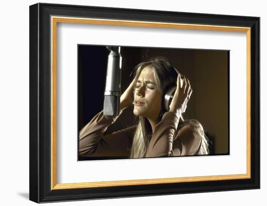 Actress Peggy Lipton in a Recording Studio-Vernon Merritt III-Framed Photographic Print