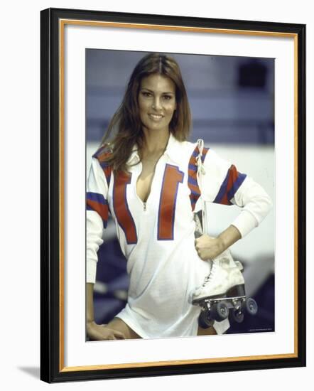 Actress Raquel Welch in Uniform During Filming of Motion Picture "The Kansas City Bomber"-Bill Eppridge-Framed Premium Photographic Print