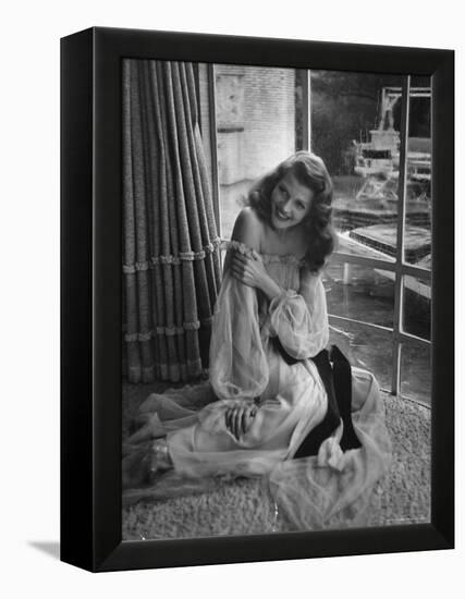 Actress Rita Hayworth Wearing Nude Souffle Negligee in movie "Gilda"-Bob Landry-Framed Premier Image Canvas