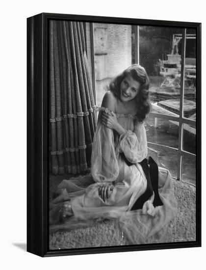 Actress Rita Hayworth Wearing Nude Souffle Negligee in movie "Gilda"-Bob Landry-Framed Premier Image Canvas