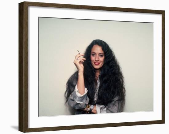 Actress Sonia Braga, Holding Cigarette-David Mcgough-Framed Premium Photographic Print