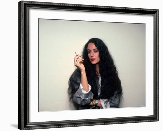 Actress Sonia Braga, Holding Cigarette-David Mcgough-Framed Premium Photographic Print