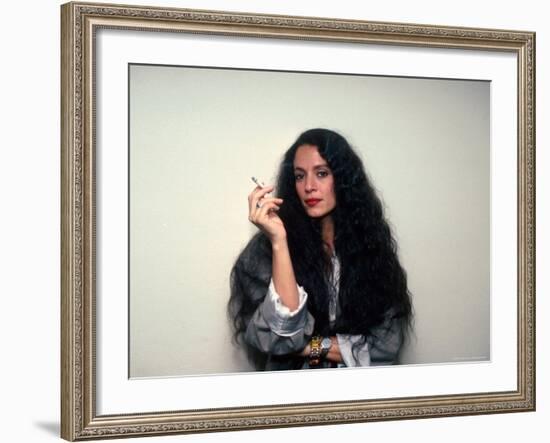 Actress Sonia Braga, Holding Cigarette-David Mcgough-Framed Premium Photographic Print