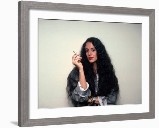 Actress Sonia Braga, Holding Cigarette-David Mcgough-Framed Premium Photographic Print