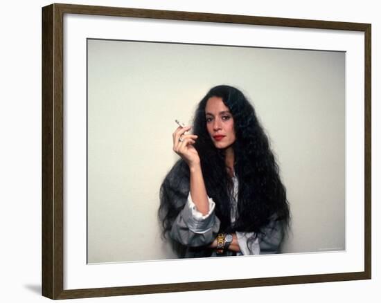 Actress Sonia Braga, Holding Cigarette-David Mcgough-Framed Premium Photographic Print