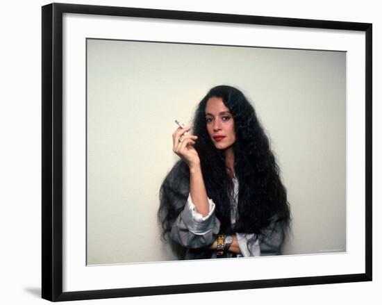 Actress Sonia Braga, Holding Cigarette-David Mcgough-Framed Premium Photographic Print