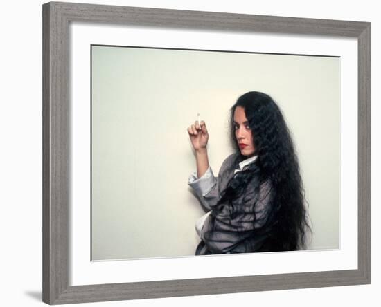 Actress Sonia Braga, Holding Cigarette-David Mcgough-Framed Premium Photographic Print