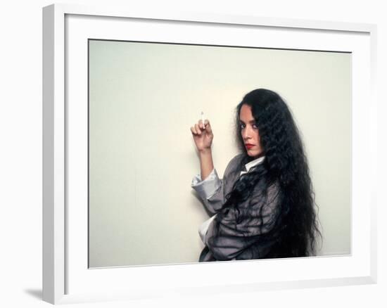 Actress Sonia Braga, Holding Cigarette-David Mcgough-Framed Premium Photographic Print