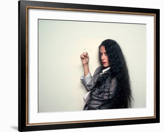 Actress Sonia Braga, Holding Cigarette-David Mcgough-Framed Premium Photographic Print