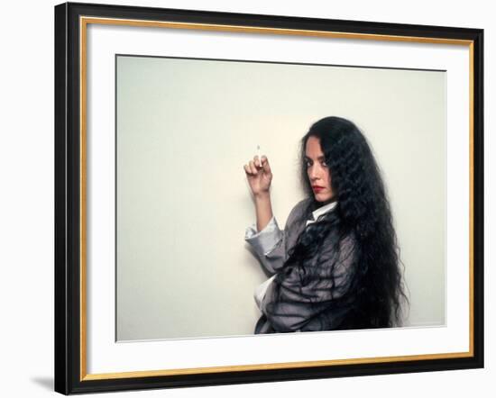 Actress Sonia Braga, Holding Cigarette-David Mcgough-Framed Premium Photographic Print