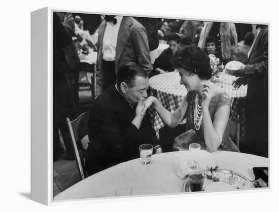 Actress Sophia Loren Attending Party at Table with Petere Lorre-Ralph Crane-Framed Premier Image Canvas