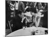 Actress Sophia Loren Attending Party at Table with Petere Lorre-Ralph Crane-Mounted Premium Photographic Print