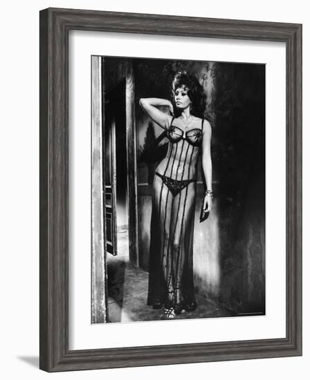 Actress Sophia Loren Costumed in Brothel Scene From the Movie "Marriage Italian Style"-Alfred Eisenstaedt-Framed Premium Photographic Print