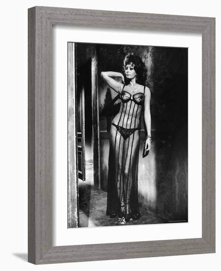 Actress Sophia Loren Costumed in Brothel Scene From the Movie "Marriage Italian Style"-Alfred Eisenstaedt-Framed Premium Photographic Print