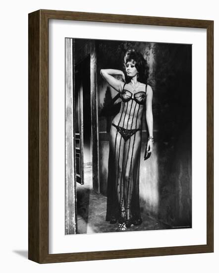 Actress Sophia Loren Costumed in Brothel Scene From the Movie "Marriage Italian Style"-Alfred Eisenstaedt-Framed Premium Photographic Print