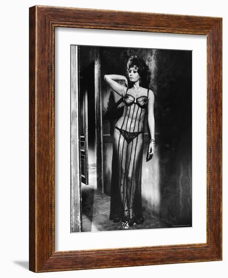 Actress Sophia Loren Costumed in Brothel Scene From the Movie "Marriage Italian Style"-Alfred Eisenstaedt-Framed Premium Photographic Print