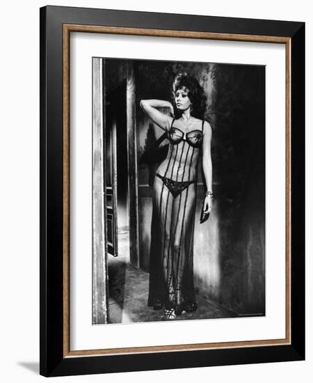 Actress Sophia Loren Costumed in Brothel Scene From the Movie "Marriage Italian Style"-Alfred Eisenstaedt-Framed Premium Photographic Print