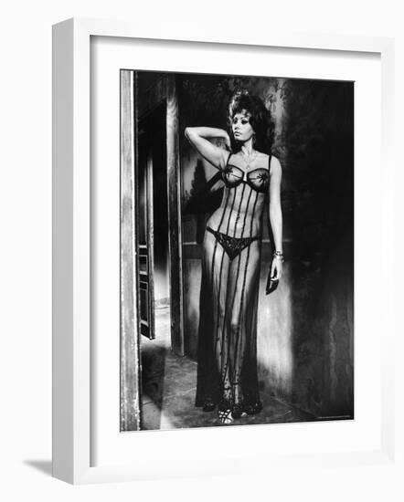 Actress Sophia Loren Costumed in Brothel Scene From the Movie "Marriage Italian Style"-Alfred Eisenstaedt-Framed Premium Photographic Print