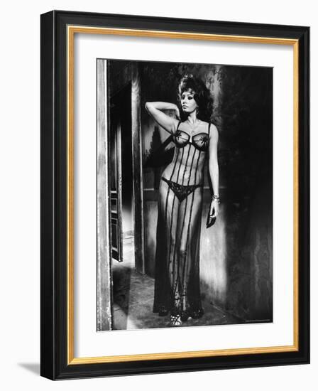 Actress Sophia Loren Costumed in Brothel Scene From the Movie "Marriage Italian Style"-Alfred Eisenstaedt-Framed Premium Photographic Print