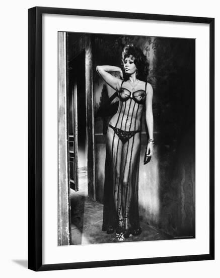 Actress Sophia Loren Costumed in Brothel Scene From the Movie "Marriage Italian Style"-Alfred Eisenstaedt-Framed Premium Photographic Print