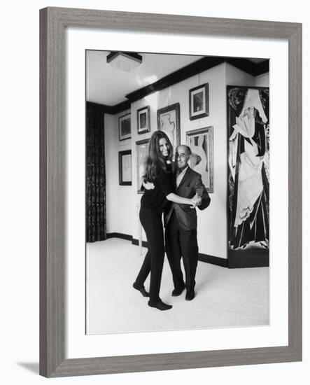 Actress Sophia Loren Dancing with Photographer Alfred Eisenstaedt in Her Villa-Alfred Eisenstaedt-Framed Premium Photographic Print