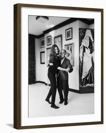 Actress Sophia Loren Dancing with Photographer Alfred Eisenstaedt in Her Villa-Alfred Eisenstaedt-Framed Premium Photographic Print