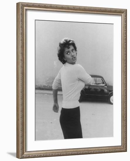 Actress Sophia Loren Displaying a Wide Range of Emotions-Loomis Dean-Framed Premium Photographic Print